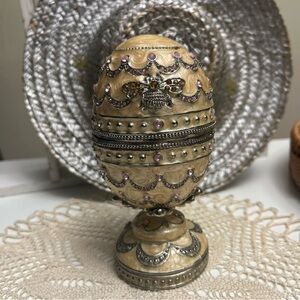 Elegant Jeweled Decorative Egg Musical Trinket Box